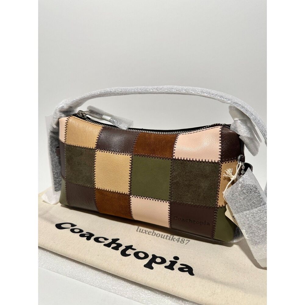 NWT Coach Coachtopia Alter/Ego Small Slouchy Bag Patchwork Checkers Olive Green